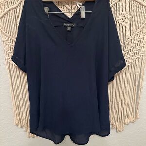 Living Doll Deep Blue V-Neck Top